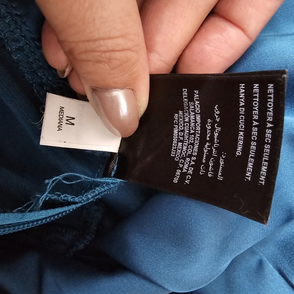 Bebe Blue Satin Bodysuit Medium - Picture 5 of 8